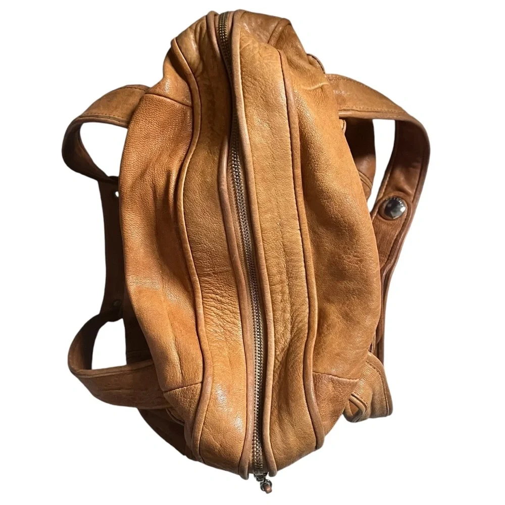 Everyday Cognac Leather Satchel Handbag - Women